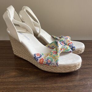 TOMS Marisela Wedge Sandals Mediterranean Tiles Jacquard Print Size 11